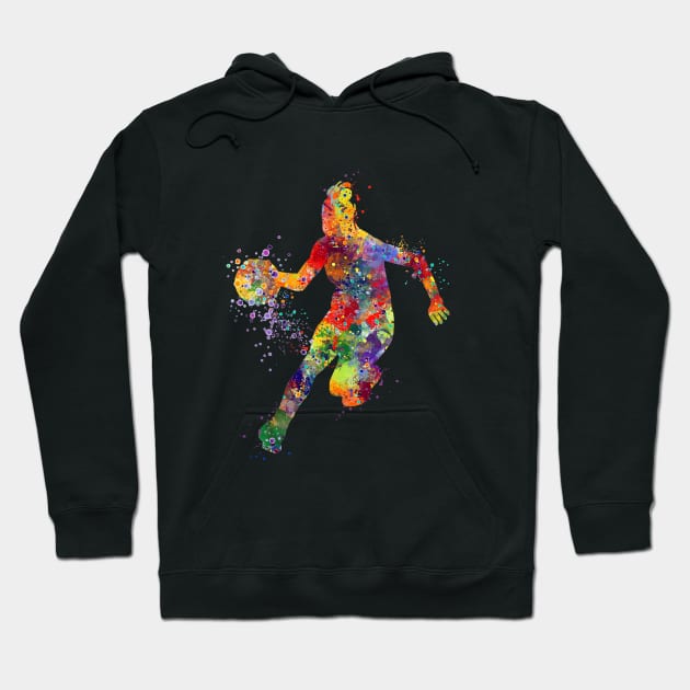 Basketball Girl Player Watercolor Sports Gift Hoodie by LotusGifts